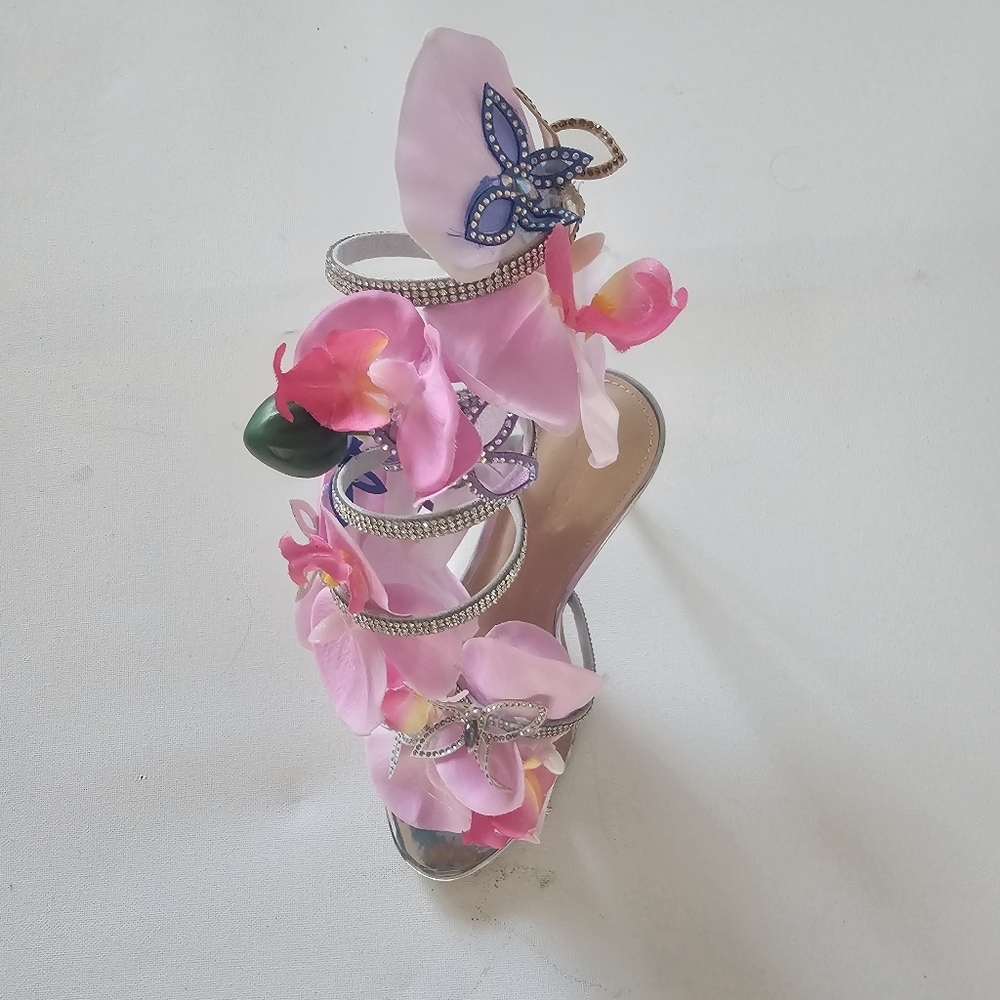Elegant Pink Exotic Floral Women's Heels
